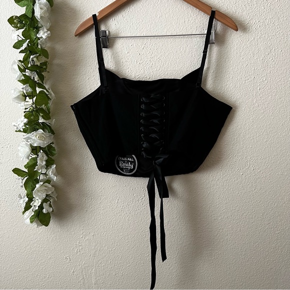 SOLD RARE Dolls Kill x Emily the Strange Plus Size She’s a Mystery Corset Top - Picture 7 of 12